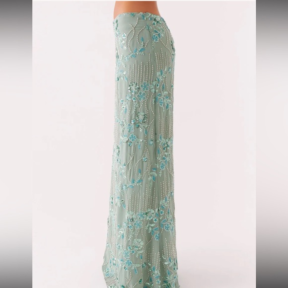 NWOT Peppermayo Corinna Low Rise Sequin Maxi Skirt - Mint Sz 2/XS - Picture 4 of 7